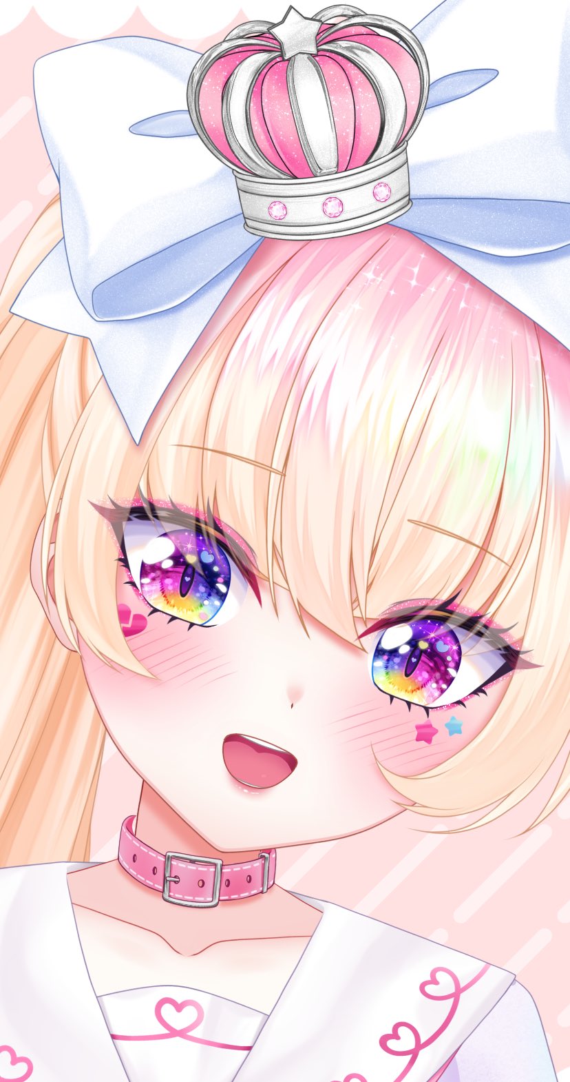 1girl, blonde_hair, blush, collar, highres, kudalive, lina_vermillion, long_hair