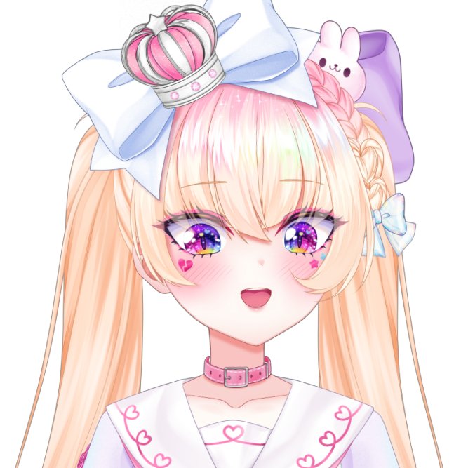 1girl, :d, blonde_hair, blush, collar, kudalive, lina_vermillion, long_hair