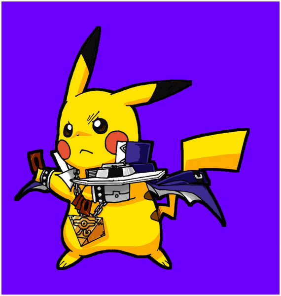 cosplay, duel_disk, gen_1_pokemon, nintendo, pikachu, pokachuu, pokemon, simple_background