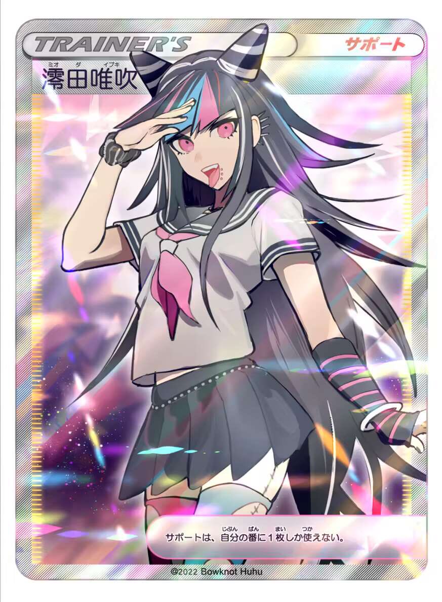 1girl, :d, asymmetrical_legwear, black_hair, black_sailor_collar, black_shirt, black_skirt, blue_hair