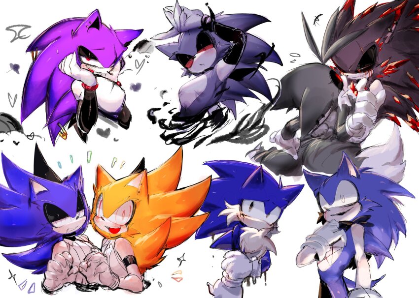 @_@, black_fur, black_sclera, blue_fur, colored_sclera, crystal, super_sonic_(sonic_the_comic), grey_fur