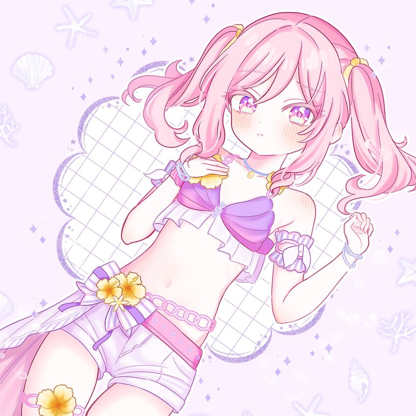 1girl, 99_wds, belt, bikini, blush, bow, bracelet, chain_belt