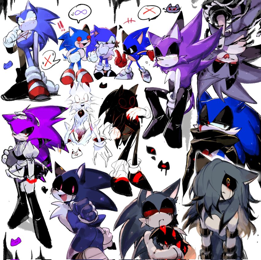 animal_ears, black_fur, black_sclera, blue_fur, colored_sclera, gloves, grey_fur, heart