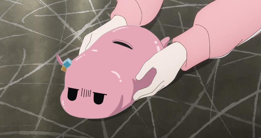 1girl, animal, animal_focus, animalization, bocchi_the_rock!, cube_hair_ornament, gaanetto, gloom_(expression)