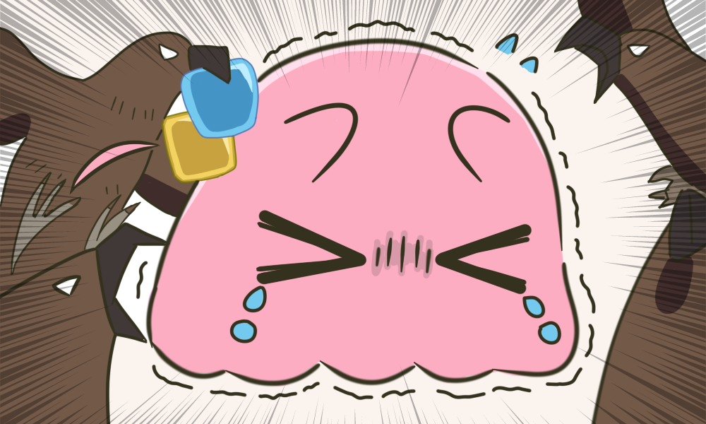 >_<, animal_focus, animalization, bird, bocchi_the_rock!, closed_eyes, crying, cube_hair_ornament
