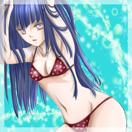 1girl, aoi-mitsubachi, bad_id, bikini, breasts, female_focus, hyuuga_hinata, naruto_(classic)