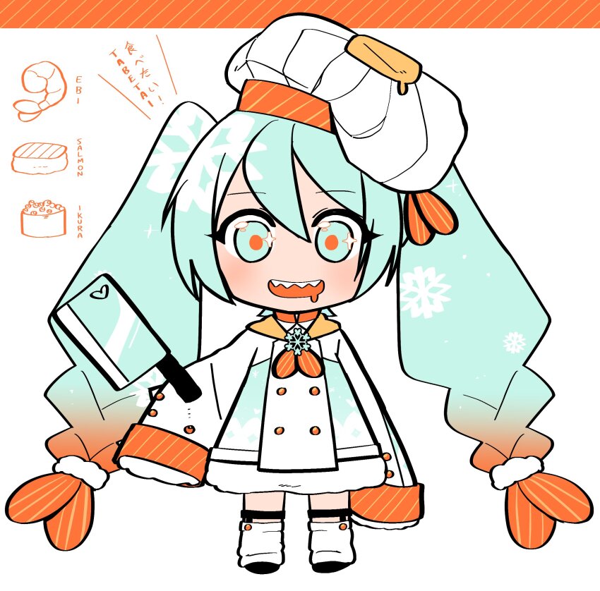 1girl, absurdres, ascot, blue_eyes, blue_hair, butter, buttons, chef
