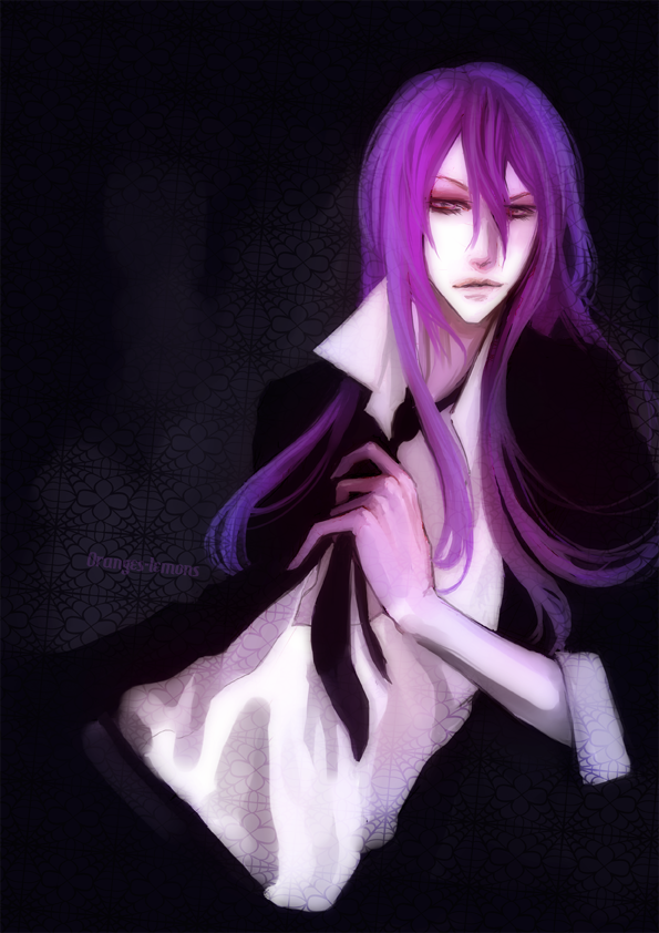 1boy, bad_id, bad_pixiv_id, breathe_(vocaloid), formal_clothes, kamui_gakupo, long_hair, male_focus, necktie, purple_eyes, purple_hair, solo, suit, vocaloid