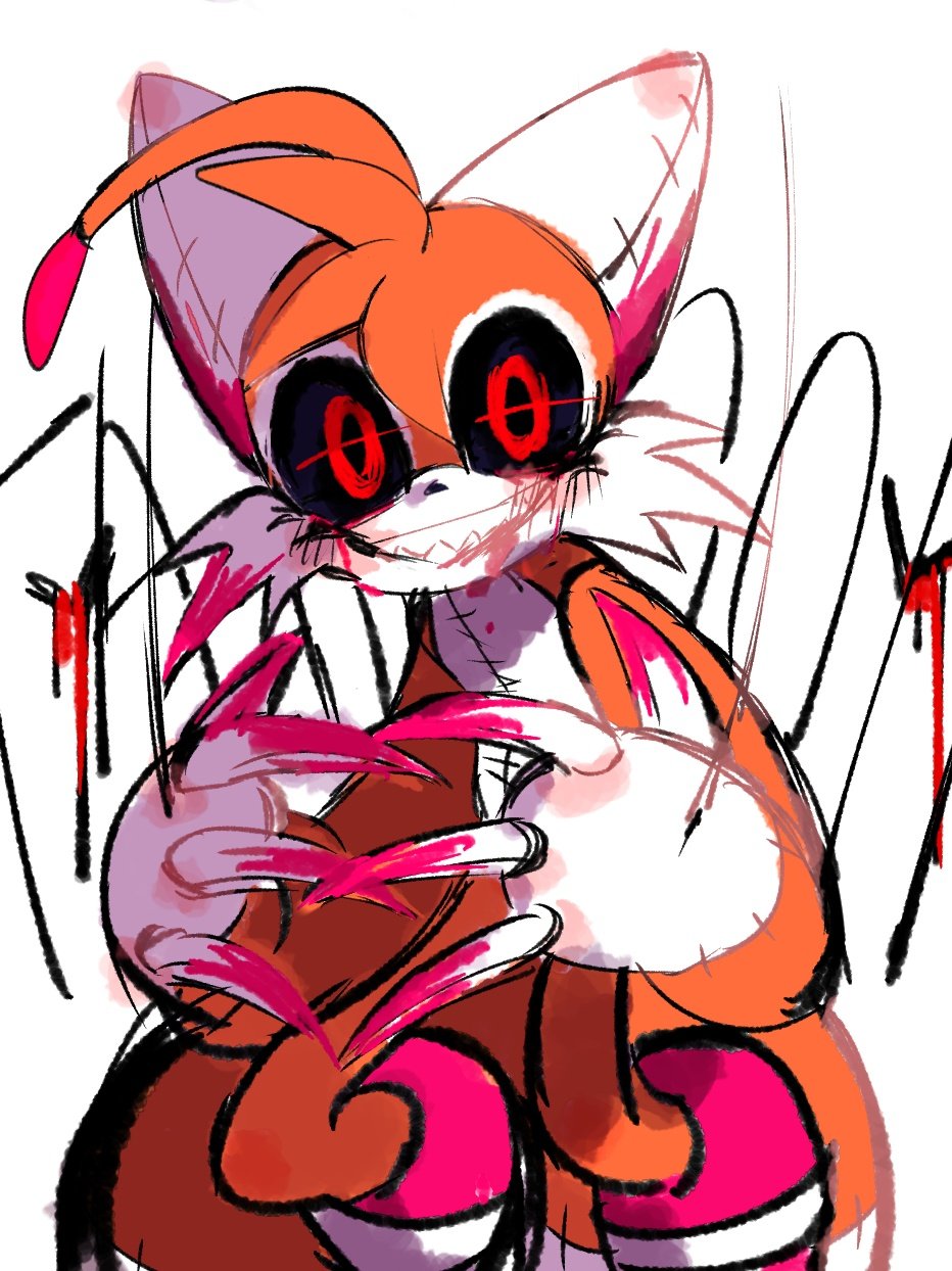 animal_ears, antennae, black_sclera, blood, bloody_tears, claws, colored_sclera, creepy