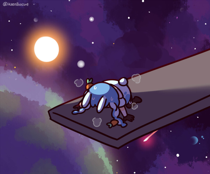 1girl, all_fours, animal_ears, artist_name, black_gloves, blue_hair, braid, earth_(planet)