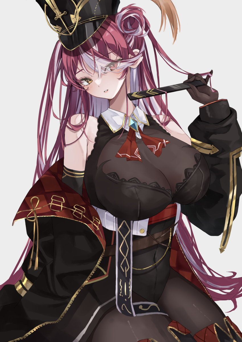 1girl, absurdres, ascot, black_boots, black_coat, black_gloves, black_leotard, blush