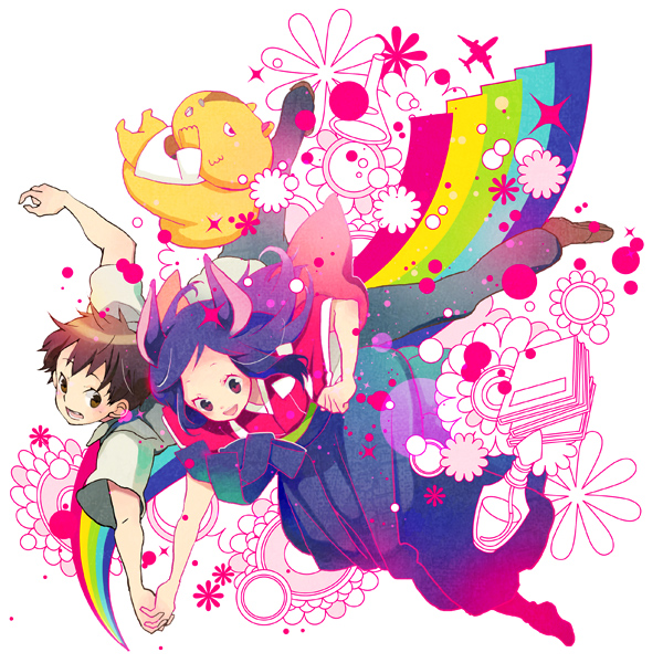 00s, animal_ears, deer_ears, holding_hands, koiso_kenji, rainbow, shinohara_natsuki, summer_wars