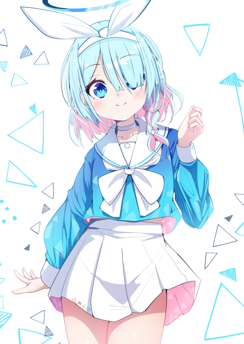 1girl, absurdres, arona_(blue_archive), blue_archive, blue_eyes, blue_hair, blue_halo, blue_pupils