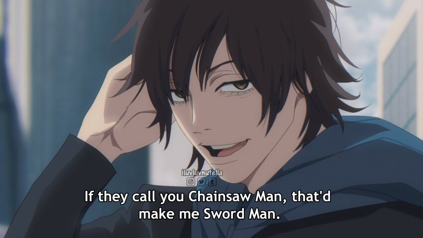 1boy, anime_coloring, artist_name, black_jacket, blue_hoodie, blurry, blurry_background, brown_hair