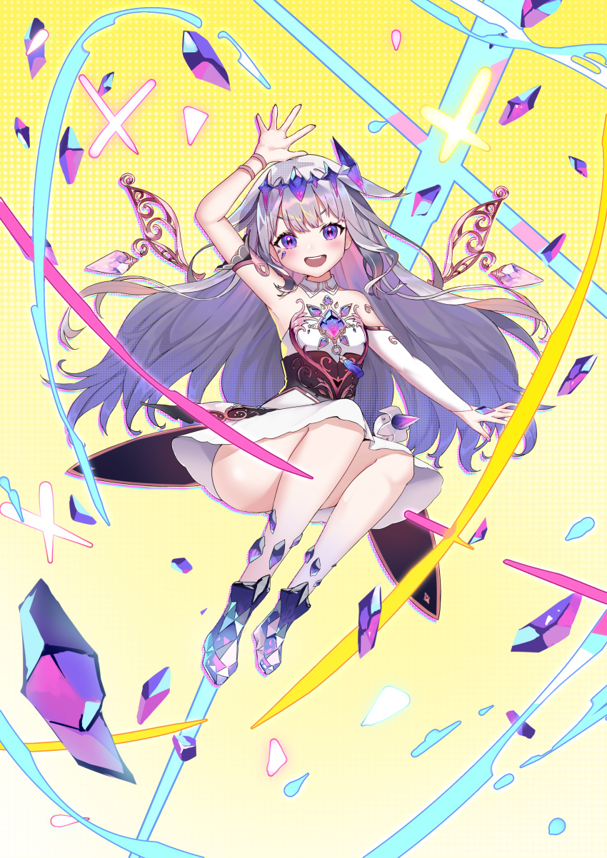 1girl, absurdres, arm_guards, arm_up, ass, asymmetrical_sleeves, bare_shoulders, black_corset