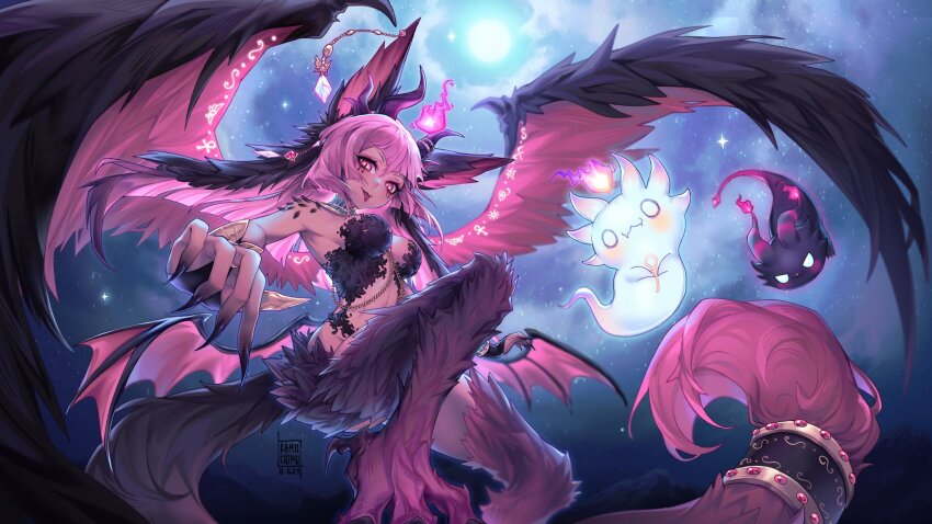 1girl, animal_ears, ankh, bare_shoulders, blunt_bangs, blunt_ends, breasts, dark-skinned_female