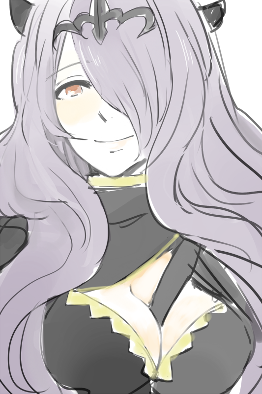 1girl, black_tiara, breasts, camilla_(fire_emblem), cleavage, closed_mouth, donkuma_kakusei, facing_viewer