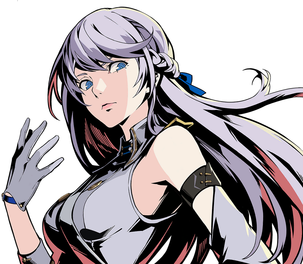 1girl, artist_request, bare_shoulders, blue_eyes, blue_ribbon, breasts, closed_mouth, detached_sleeves