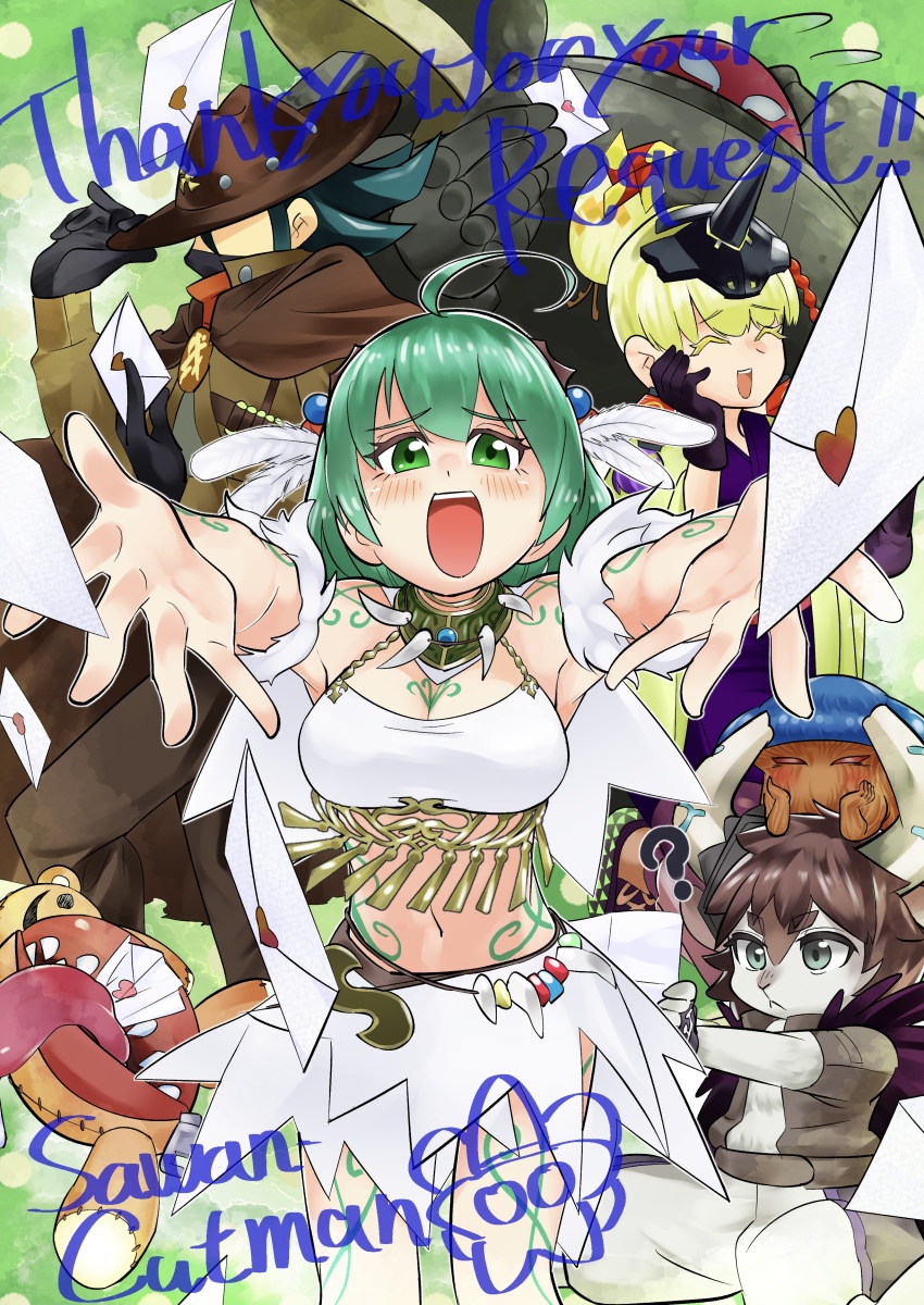 2girls, absurdres, beat_bladesman_fur_hire, blonde_hair, bodypaint, collar, cowboy_hat, duel_monster