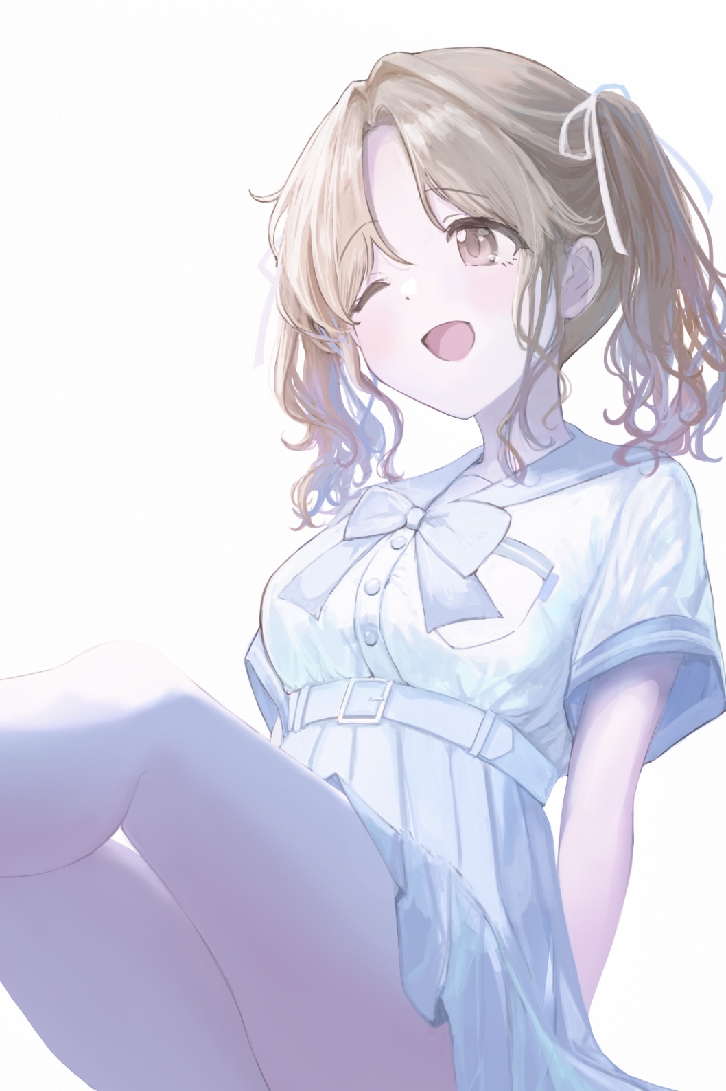 1girl, bow, bowtie, brown_eyes, brown_hair, highres, ichikawa_hinana, idolmaster