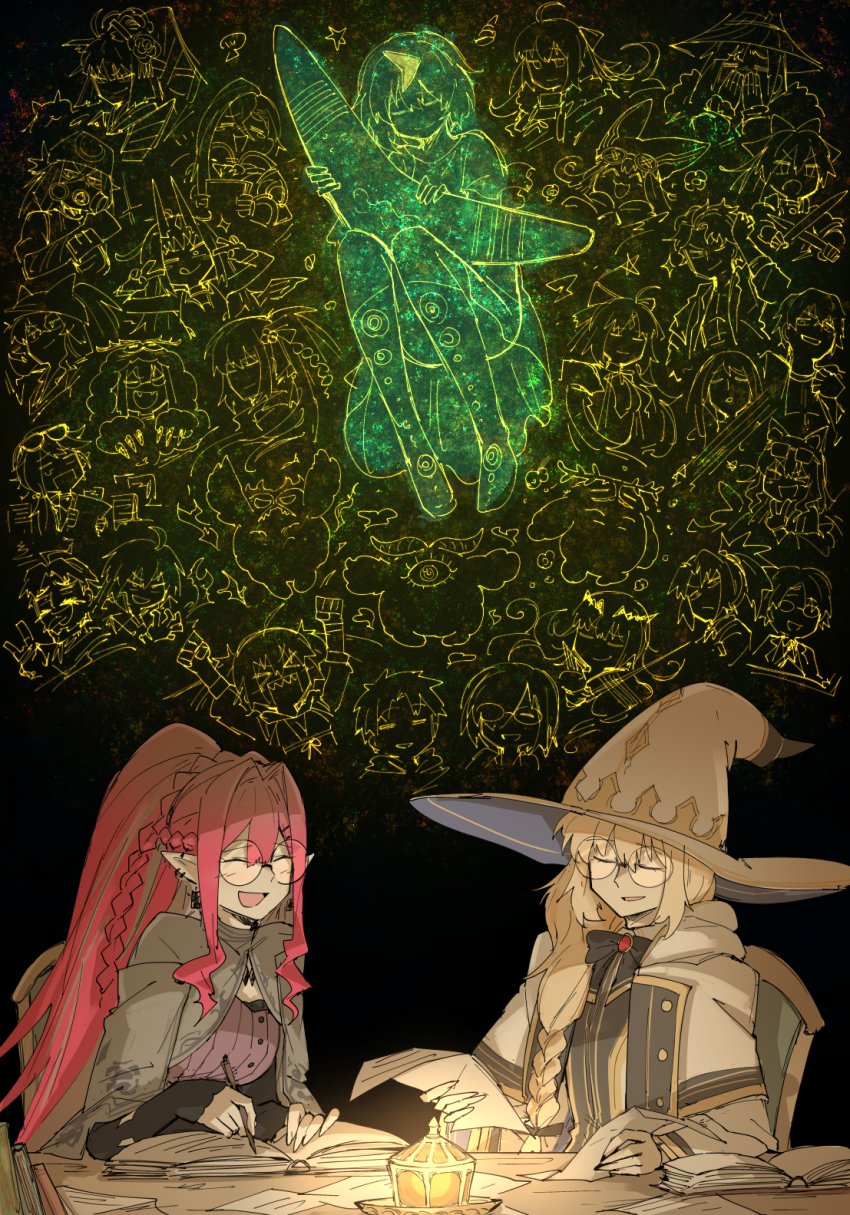 2girls, aesc_(fate), aesc_(rain_witch)_(fate), artoria_caster_(fate), artoria_caster_(swimsuit)_(fate), artoria_caster_(swimsuit)_(first_ascension)_(fate), artoria_caster_(swimsuit_berserker)_(first_ascension)_(fate), artoria_pendragon_(fate)