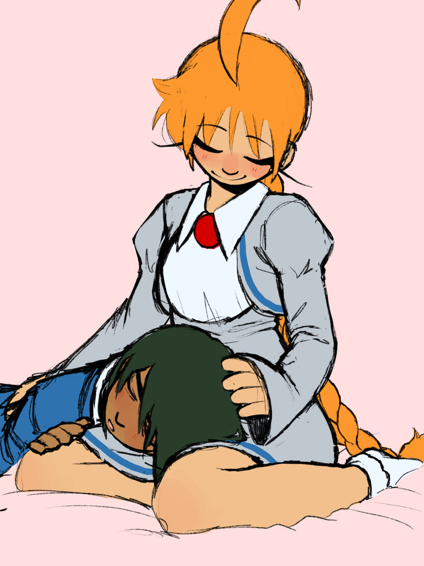 1boy, 1girl, absurdres, ahiru_(princess_tutu), ahoge, alternate_skin_color, blush, braid