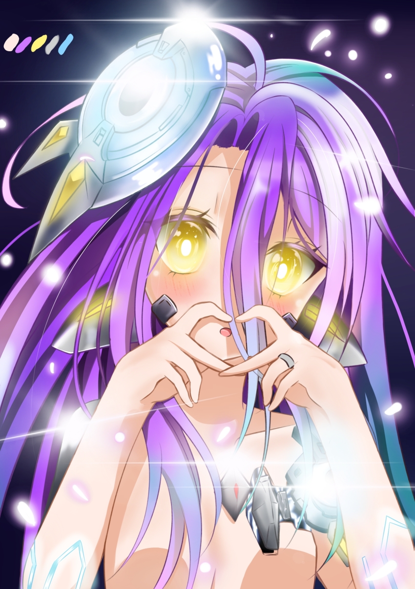 blush, hand_signs, highres, jewelry, mechanical_arms, night, no_game_no_life, no_game_no_life_zero