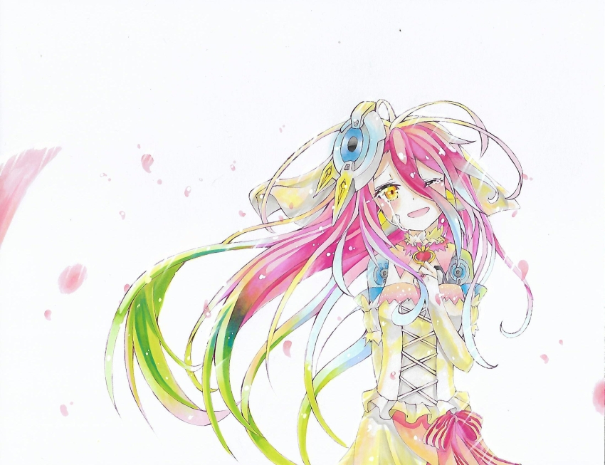 collar, dress, highres, jewelry, marker_(medium), no_game_no_life, no_game_no_life_zero, petals