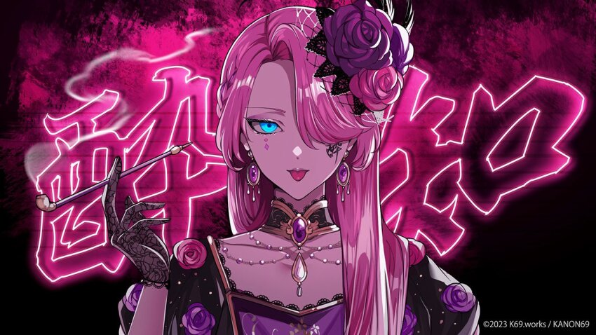 1boy, between_fingers, black_collar, black_gloves, blue_eyes, braid, brick_wall, collar