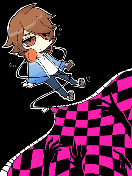 18if, 1boy, abstract_background, disembodied_hand, headphones, tagme, tsukishiro_haruto