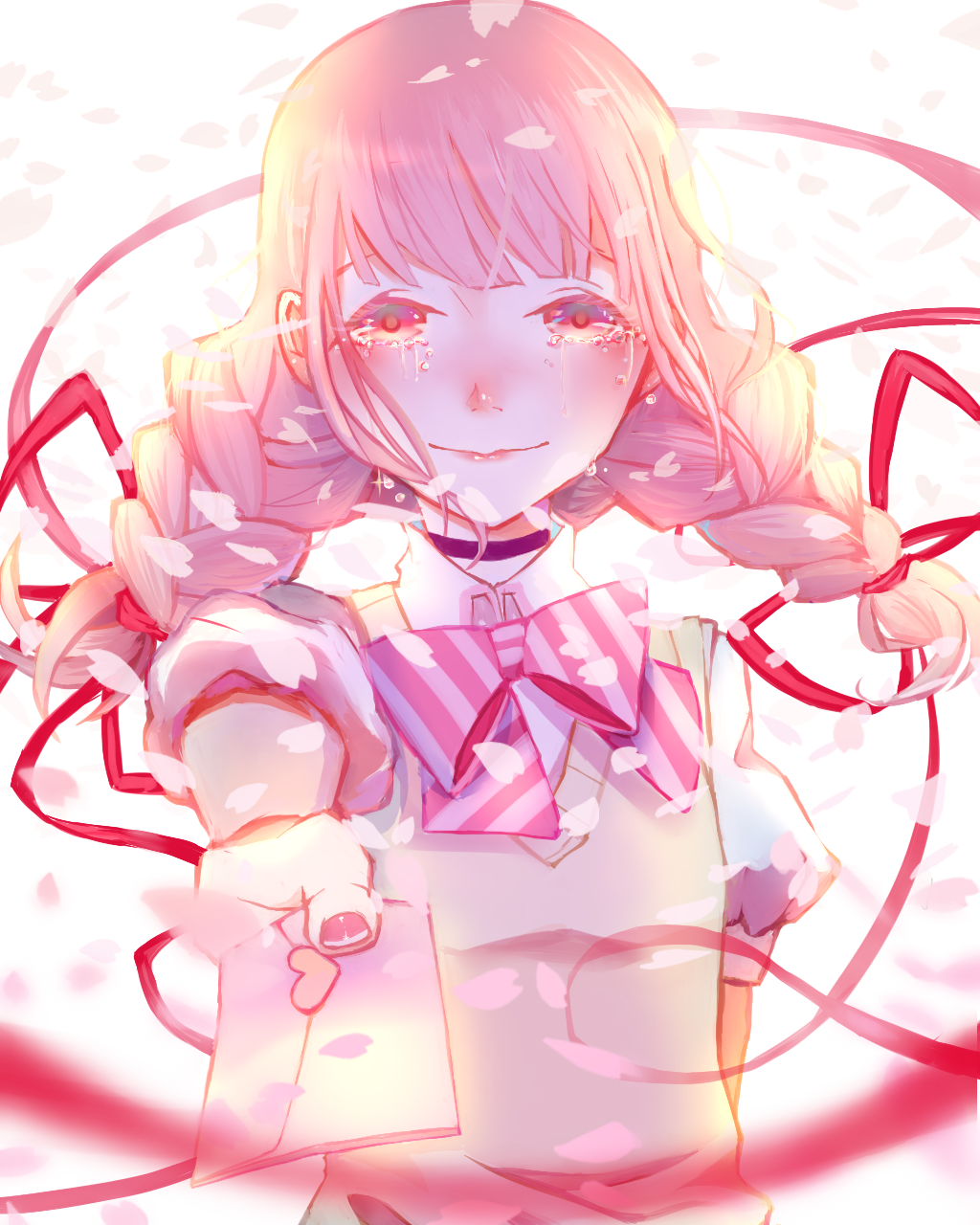 18if, crying, highres, letter, love_letter, ribbon, rika_sakyo, smile, straight-on, sugisaki_kayo, tears