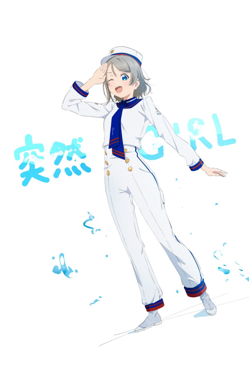 absurdres, blue_eyes, blush, brown_hair, fujimiz, hat, highres, love_live!