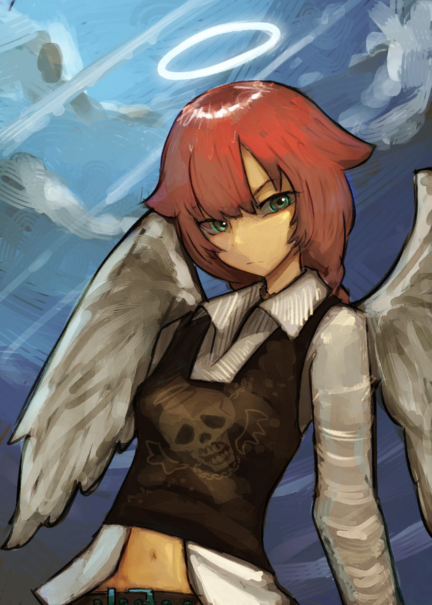 belt, braid, cheenmachine, gumpai, halo, highres, indie_virtual_youtuber, long_sleeves