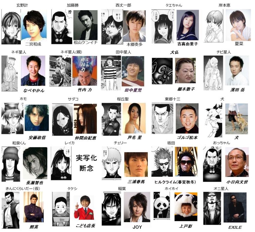 00s, actor, black_hair, cast, gantz, highres, hoi_hoi, hojo_masanobu, inaba_kouki, izumi_shion, katou_masaru, kaze_daizaemon, kishimoto_kei, kurono_kei, long_hair, multiple_boys, multiple_girls, nishi_jouichirou, photo_(medium), sakata_kenzo, sakurai_hiroto, sakuraoka_sei, shimoira_reika, short_hair, suzumura_sadayo, tagme, takeshi_(gantz), tanaka_alien