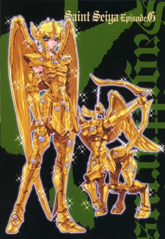 armor, centaur, gem, gold, official_art, okada_megumu, sagittarius_aiolos, saint_seiya