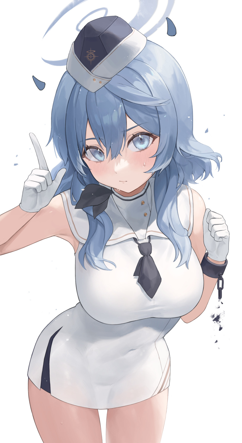 1girl, absurdres, ako_(blue_archive), utnapishtim_operator_uniform_(blue_archive), armpits, blue_archive, blue_eyes, blue_hair