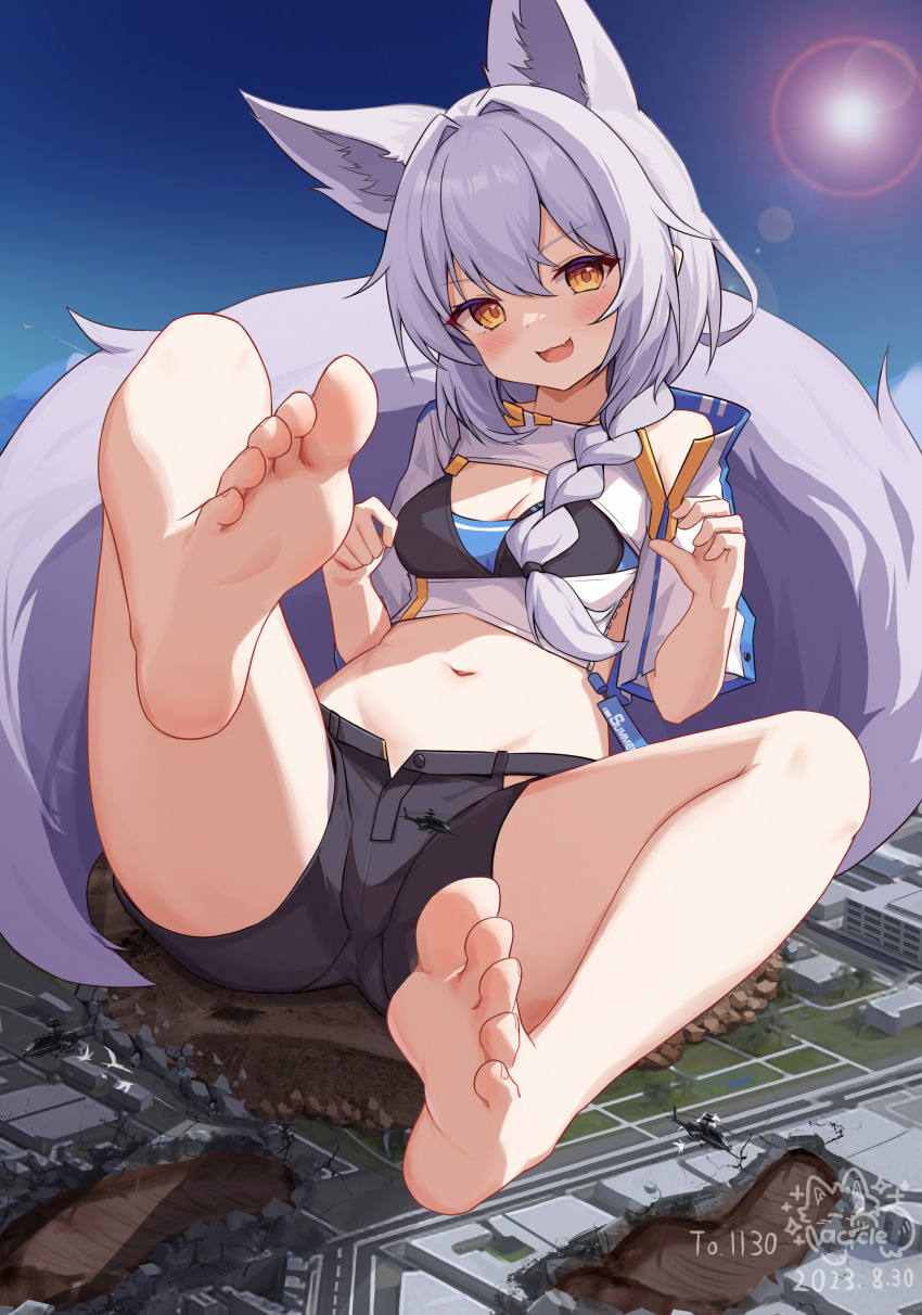 1girl, :3, absurdres, animal_ears, arknights, barefoot, bikini, black_bikini