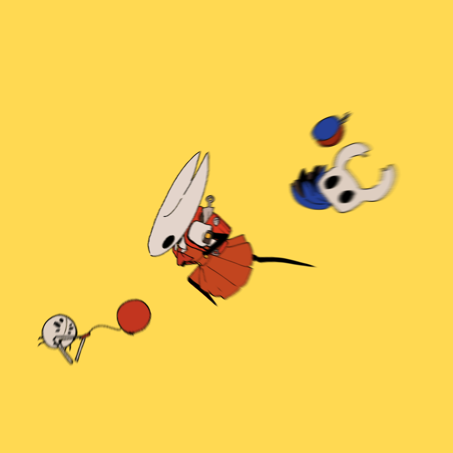 blue_cape, cape, cosplay, dress, holding, holding_instrument, hollow_knight, horned_mask