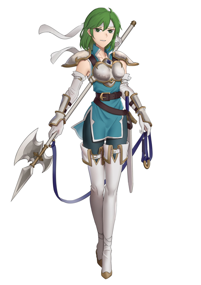 1girl, absurdres, aqua_dress, armor, belt, boots, breastplate, dress