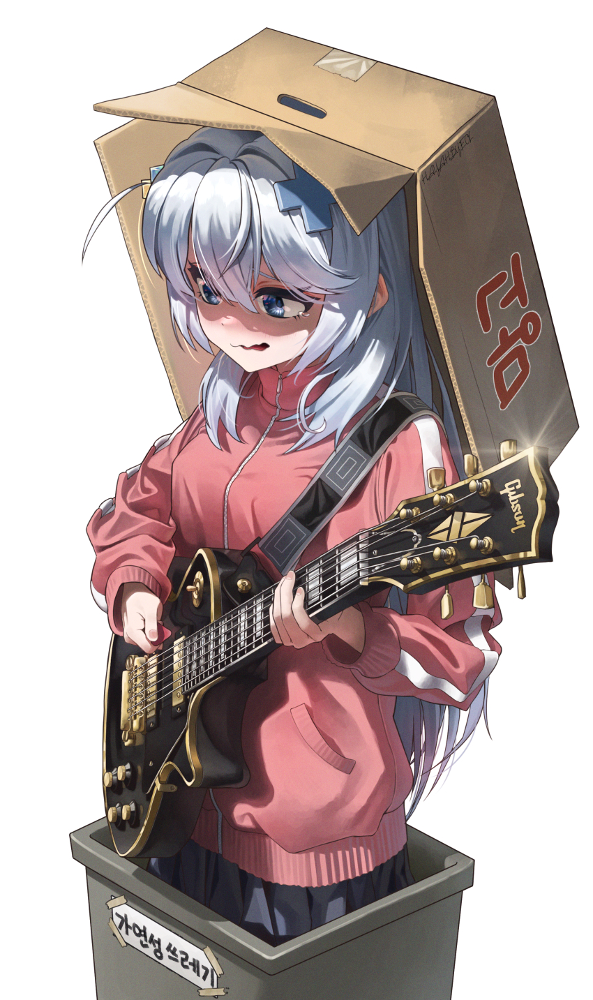 1girl, absurdres, blue_eyes, blush, bocchi_the_rock!, breasts, cosplay, cross_hair_ornament