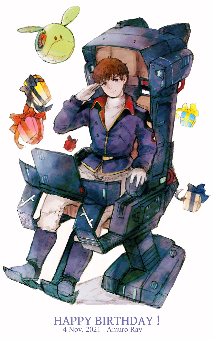 1boy, amuro_ray, belt, black_belt, blue_boots, blue_eyes, blue_jacket, boots