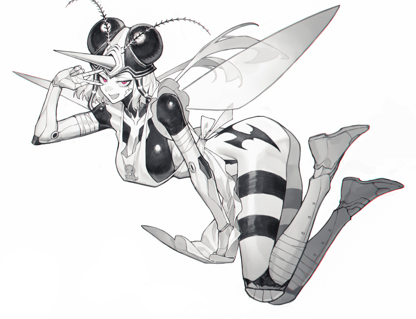 1girl, :p, antennae, apron, arthropod_girl, ass, bandages, bandaid