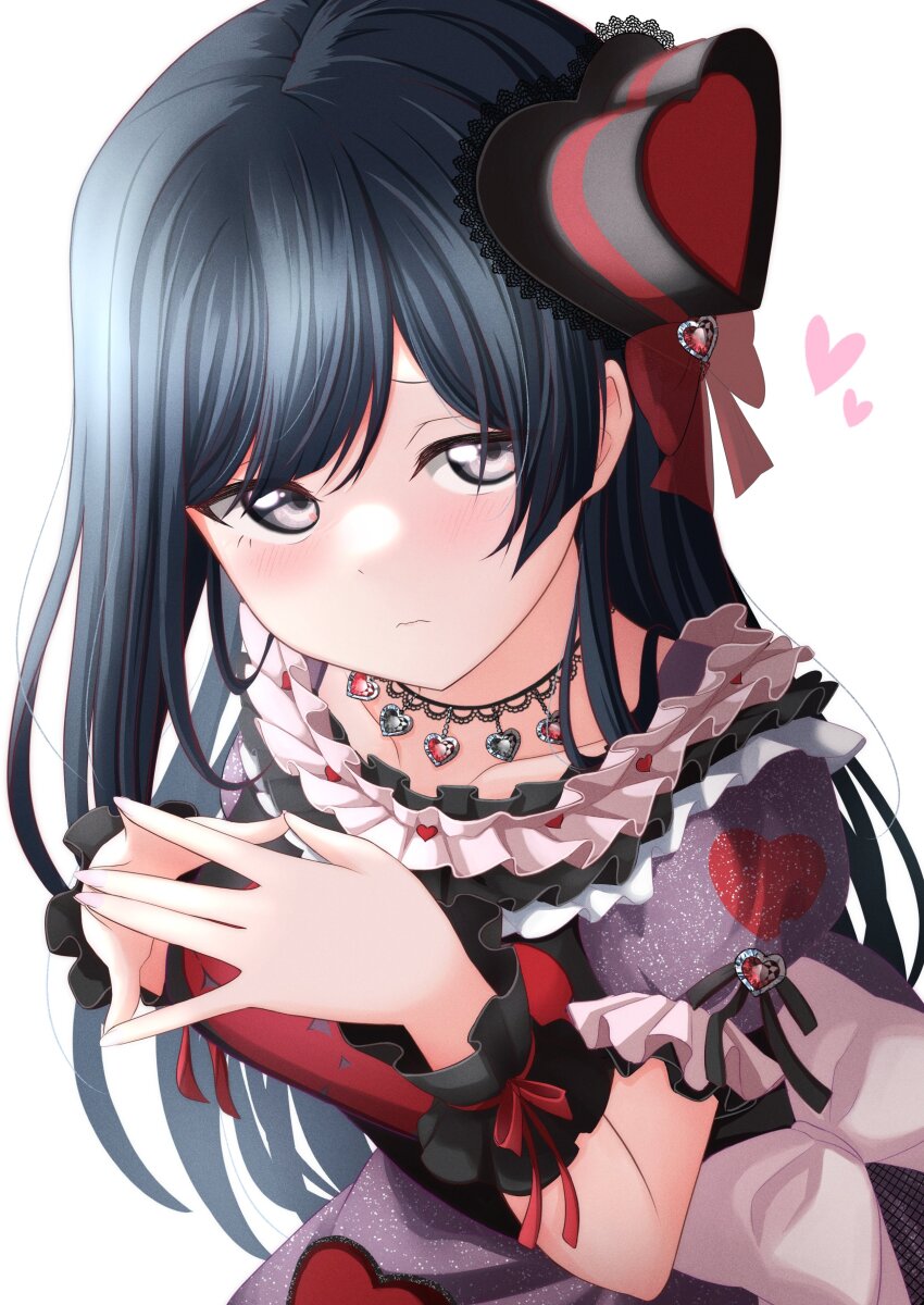 1girl, absurdres, black_hair, black_hat, blush, bow, breasts, closed_mouth