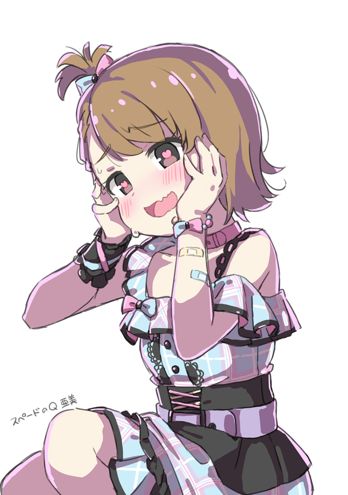 1girl, asymmetrical_clothes, bandaid, bandaid_on_arm, bare_shoulders, belt, black_corset, bow