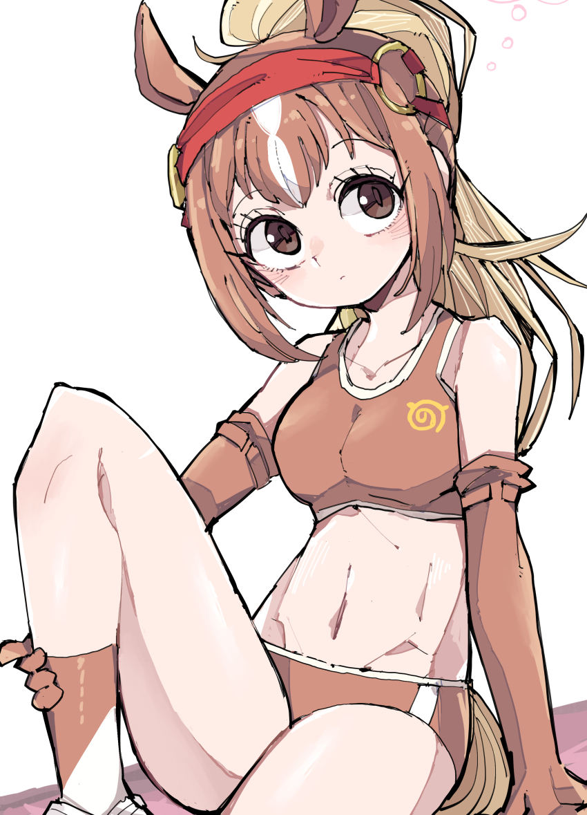 1girl, absurdres, animal_ears, blush, breasts, brown_eyes, brown_gloves, brown_hair