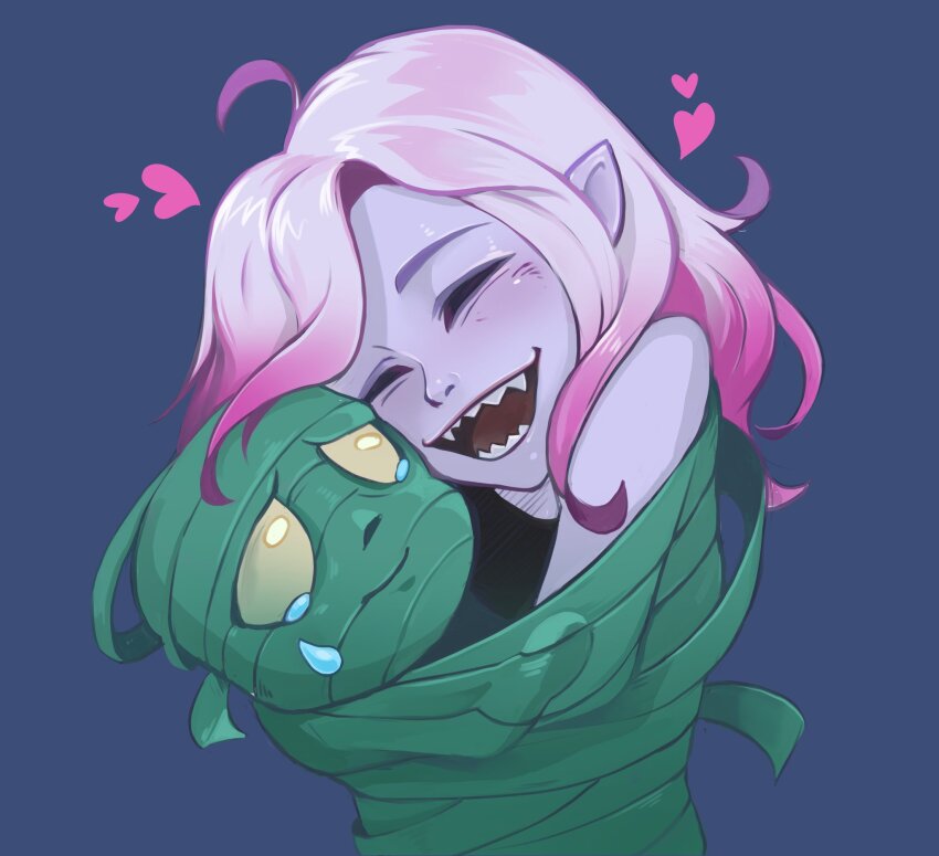 1boy, 1girl, ahoge, amumu, boraiolet, briar_(league_of_legends), closed_eyes, grey_hair