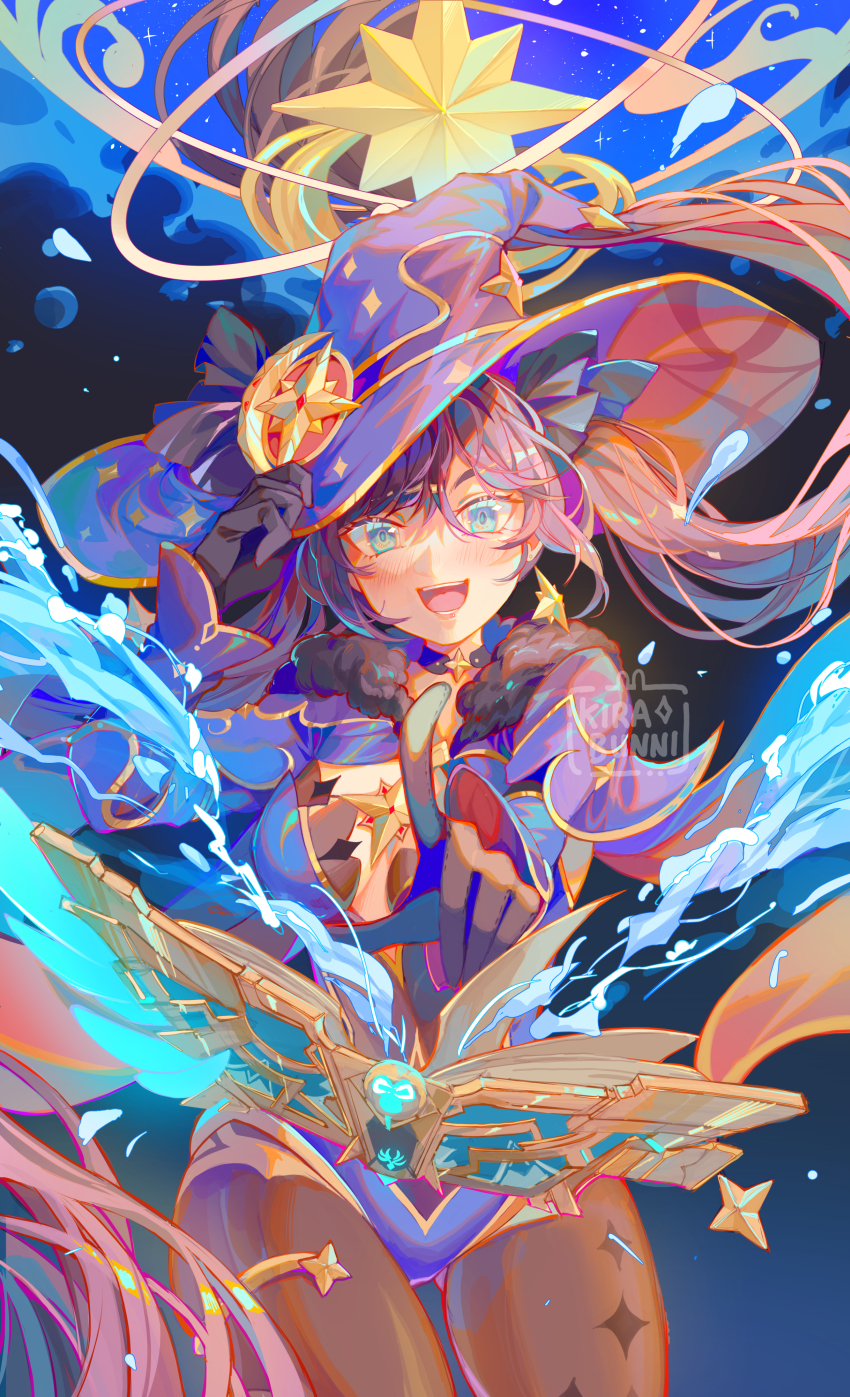 1girl, absurdres, arms_up, artist_name, asymmetrical_bangs, black_background, black_bow, black_choker