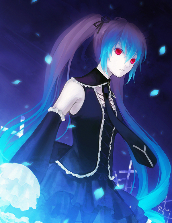 1girl, bad_id, bad_pixiv_id, detached_sleeves, female_focus, frills, gothic_lolita, gradient_background