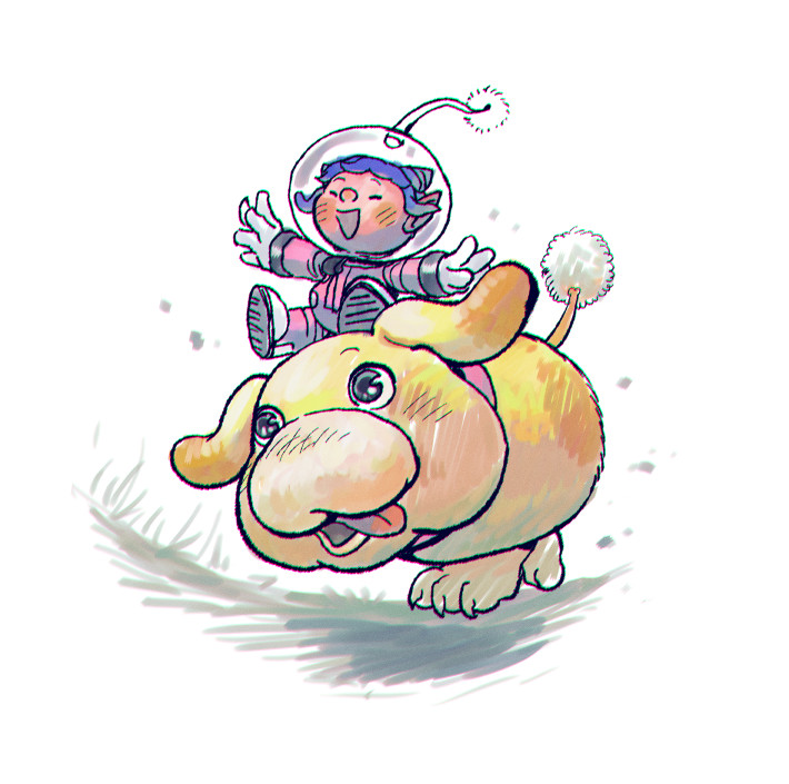 1girl, alien, asaikaina, blue_eyes, blush, blush_stickers, boots, closed_eyes