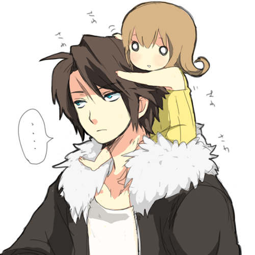 ..., 1990s_(style), 1boy, 1girl, child, final_fantasy, final_fantasy_viii, flipped_hair